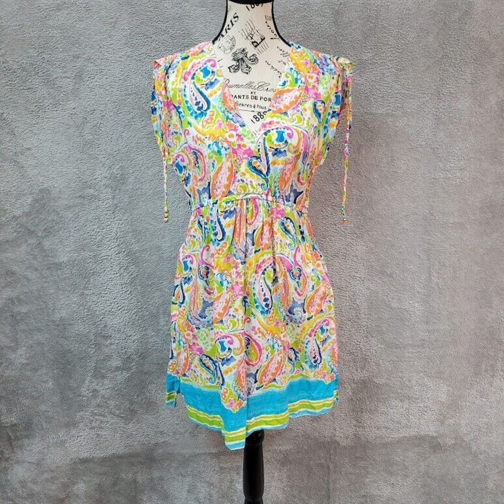 Lauren Ralph Lauren Dress Womens Medium Watercolor Paisley Pleated Pocket Summer